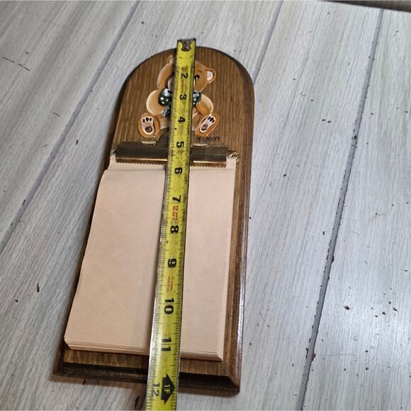 Vtg 80s Wood Bear Hanging Grocery List Pad Holder Hand Painted Memo Message Pad - Picture 5 of 8